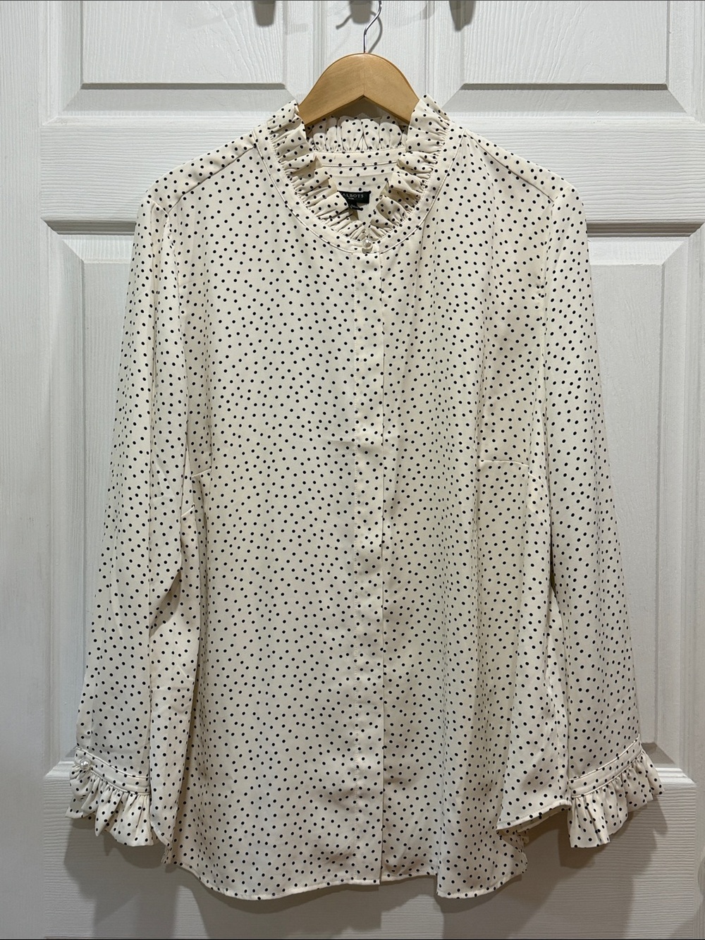 Talbots 2X Black Polka Dotted Blouse